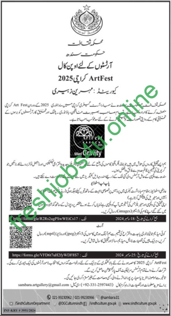 Culture Department Sindh Jobs 2025 Latest