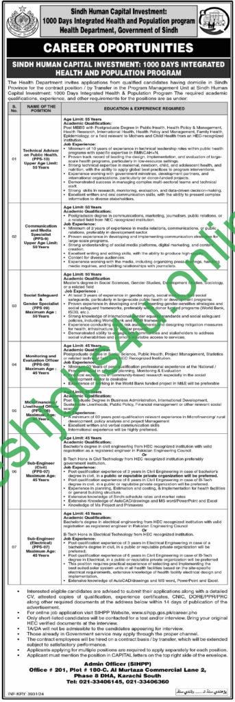 Health Department Government of Sindh Jobs 2024 Apply Online