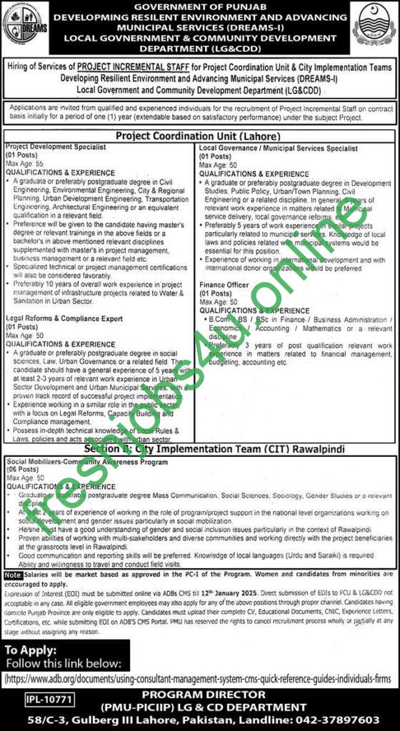 Local Government & Community Development Department Jobs 2025 Check Advertisement, Posts Qualification and Other Details