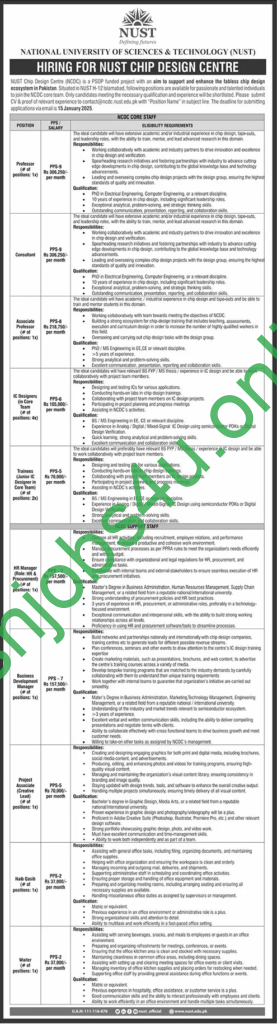 National University of Sciences & Technology NUST Jobs 2025 Check Advertisement, Posts Qualification and Other Details