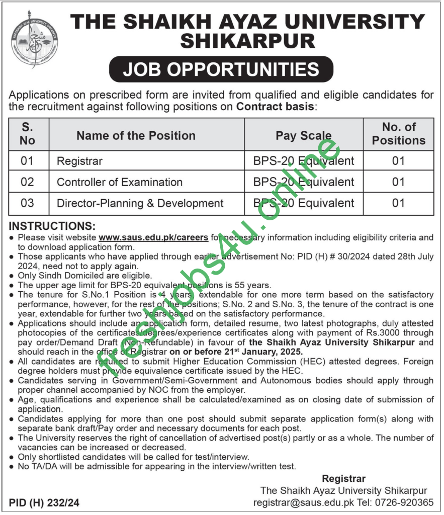 Shaikh Ayaz University Shikarpur Jobs 2025 Explore new Career opportunities Application